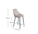 Set 2 Sgabelli 46x49x97 cm in Tessuto Ray Grigio Chiaro-4