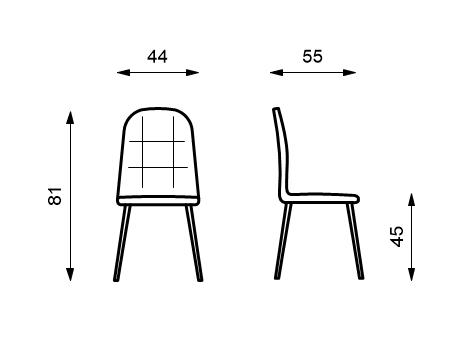 Set 4 Sedie 55x44xH81 cm in Tessuto e Metallo Alma Grigio Chiaro-4