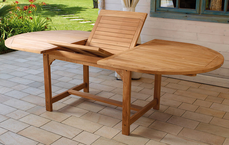 Tavolo Ovale Allungabile da Giardino 240x120 cm in Legno Teak Vorghini Alicudi-2