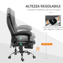 Sedia Poltrona Presidenziale Massaggiante da Ufficio 65x160x104 cm in Microfibra Grigio-6