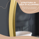 Specchio da Bagno Ø50x2 cm con Cornice in Lega di Alluminio Oro-5