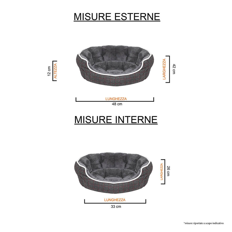 Cuccia per Cani e Gatti 48x42x16 cm in Poliestere Scotland Mixed-3