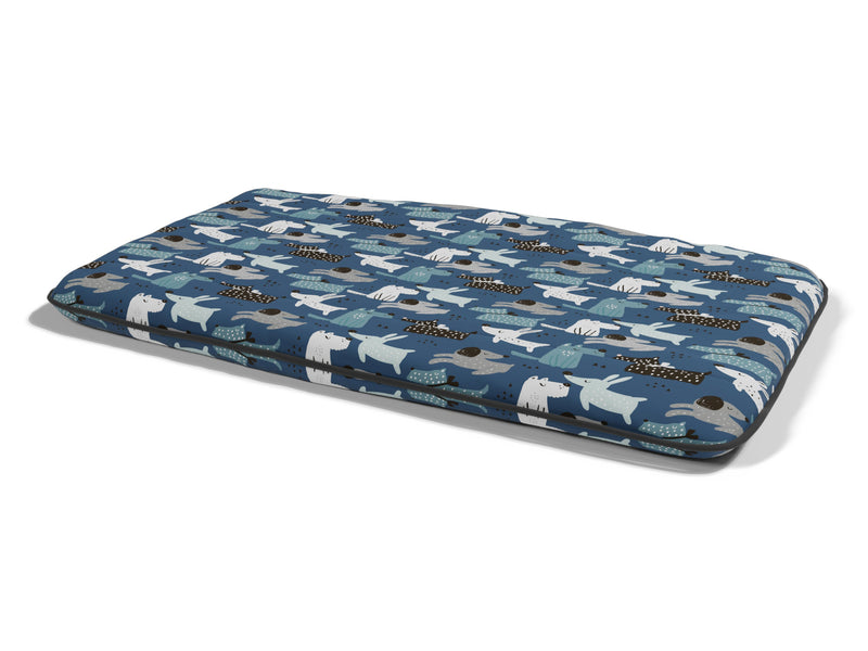 Cuscino Imbottito per Cani e Gatti 60x100 cm in Microfibra Blu Dogs-1