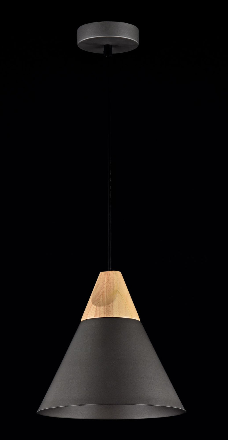 Lampada pendente Pendant in Metallo e Legno Bicones Nero-3