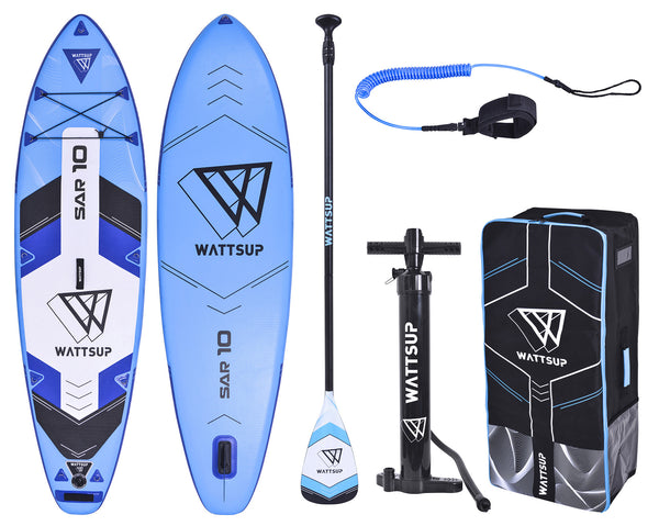 sconto Aufblasbares SUP-Board 305x81x15 cm mit Paddelrucksack und Zubehör Wattsup Sar Blue