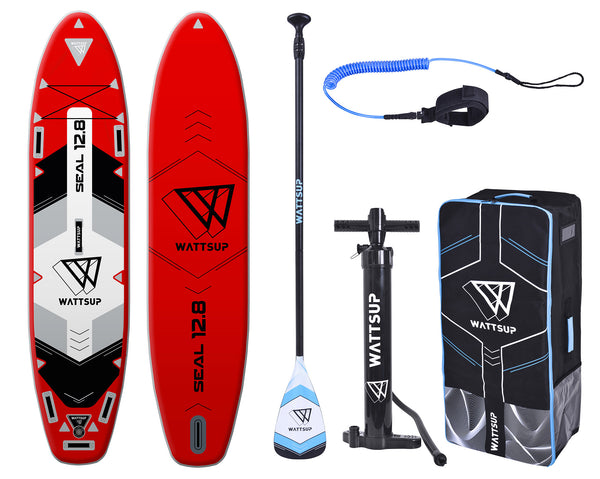 prezzo Aufblasbares SUP-Board 388x91x15 cm mit Paddelrucksack und Zubehör Wattsup Seal Red