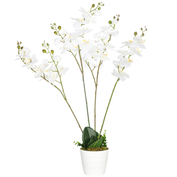 Pianta Artificiale Orchidea H75 cm con Vaso Bianco sconto