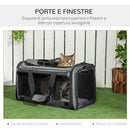 Trasportino per Cani e Gatti 4 in 1 Pieghevole 50x31x37 cm con Maniglia Telescopica Grigio-8