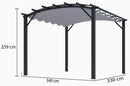 Pergola da Giardino 3,4x3,3x2,4 m in Alluminio con Telo di Copertura 280g/mq Grigio-5