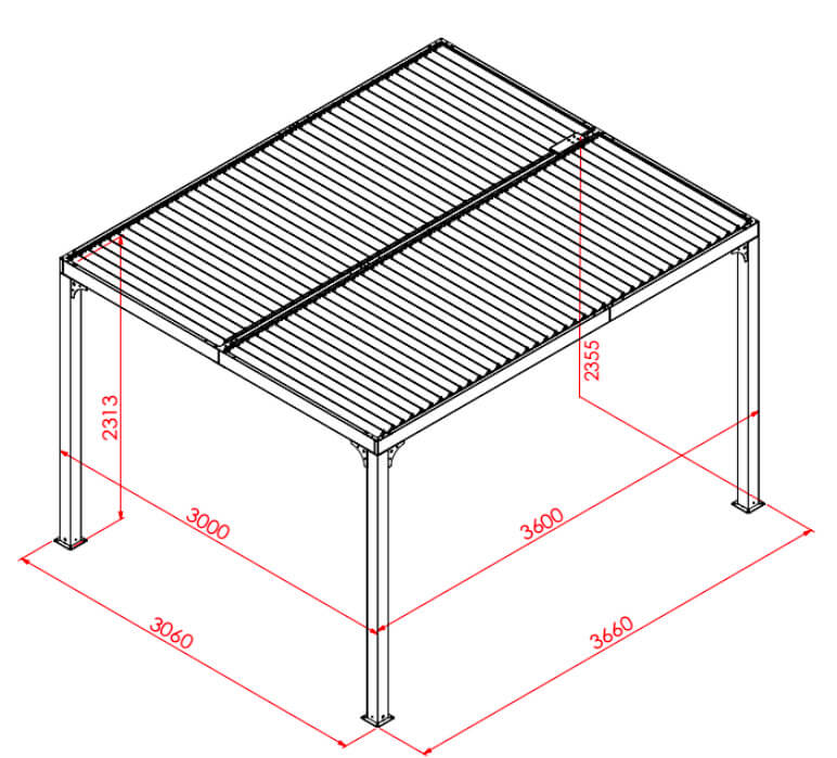 Pergola da Giardino 3,6x3 m in Alluminio Copertura a Pannelli Girevoli Grigio Antracite-5