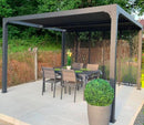 Pergola da Giardino 3,6x3 m in Alluminio con 4 Pannelli Moucharabieh Grigio Antracite-4