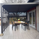 Pergola da Giardino 3,6x3 m in Alluminio con 4 Pannelli Moucharabieh e Tenda Laterale Grigio Antracite-4