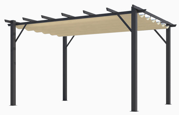 prezzo Pergola da Giardino 4x3x2,3 m in Alluminio Grigio Antracite con Telo di Copertura 140g/mq Ecrù