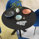 Tavolo da Pranzo Moderno Rotondo per 4 Persone Ø100x75 cm in Acciaio e MDF Nero-7