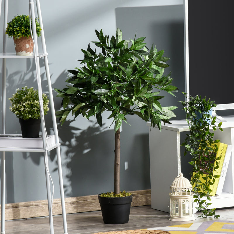 Set di 2 Alberi Artificiali di Alloro per Interni ed Esterni H90 cm con Vaso Verde-2