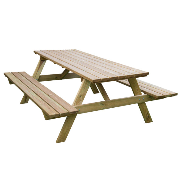 Picknicktisch mit Bänken 200 x 148 x 70 h cm aus braunem Holz sconto