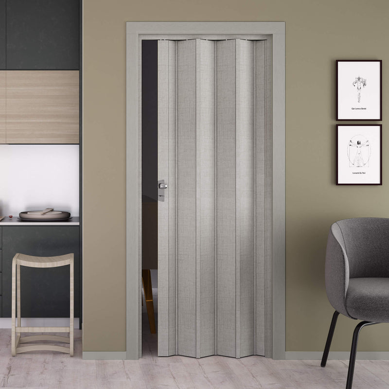 Porta a Soffietto da Interno 83x214 cm in PVC Saba Caroline Tessuto Grigio-1