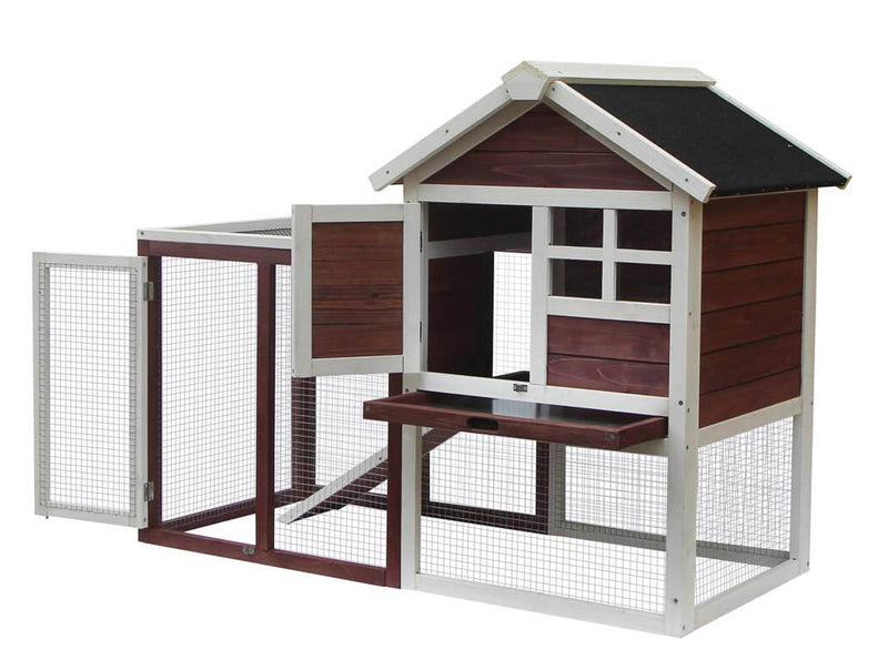 Pollaio da Giardino 122x63x92 cm Per 3 Galline in Legno Rosso e Bianco-3