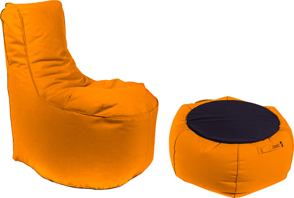 Sessel Pouf und Couchtisch aus orangefarbenem Pomodone-Acryl sconto