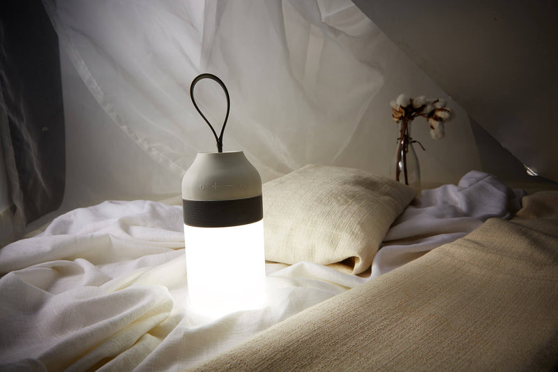 Altoparlante Bluetooth con Lampada LED 7,6x7,6x1,5 cm in Plastica Grigio-7