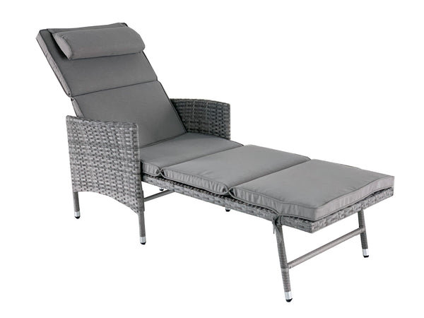 Lettino Prendisole Multiposizione da Giardino 149/186x67x98/63 cm in Rattan Sintetico Grigio Talpa prezzo