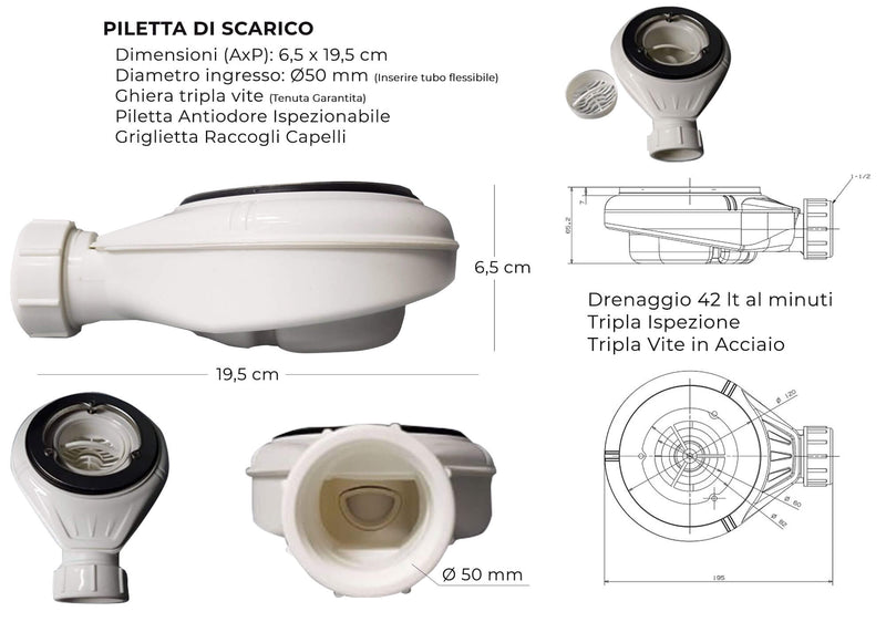 Piatto Doccia in Pietra Bonussi Kamet Antracite Varie Misure-7