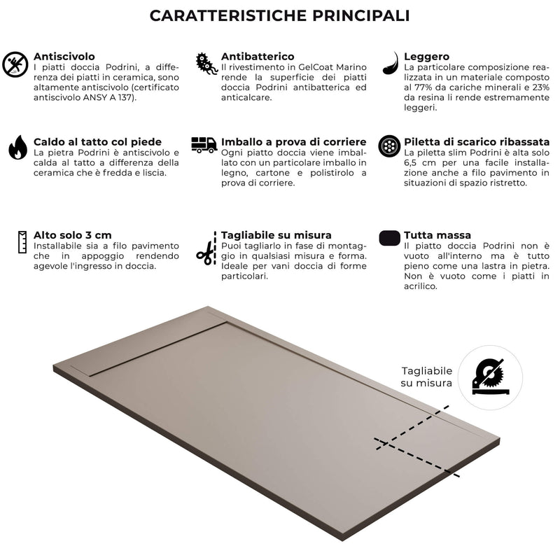 Piatto Doccia in Pietra Bonussi Kamet Moka Varie Misure-4