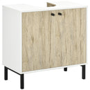 Mobile  Sotto Lavabo 60x30x60 cm in Truciolato e Acciaio Bianco e Rovere-1