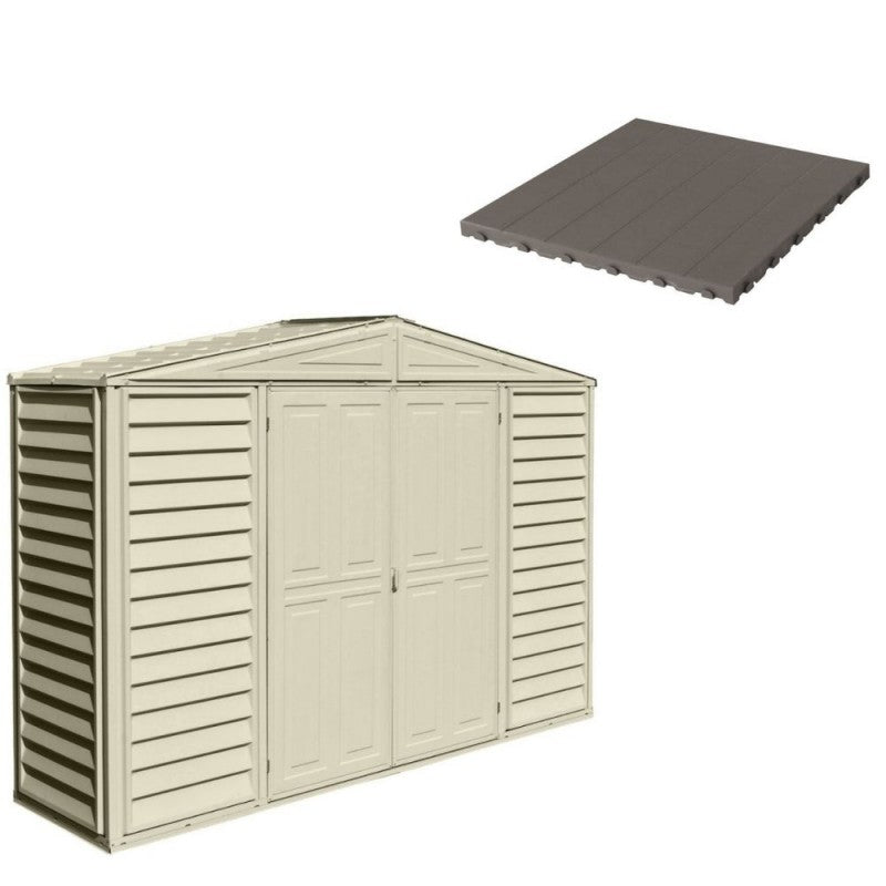 Pavimento per Casetta Box da Giardino 320x81x188 cm in Plastica Grigio-1