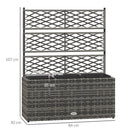 Fioriera con Grigliato per Rampicanti con 3 Vasi 84x30x107 cm in Acciaio e Rattan PE Grigio-3