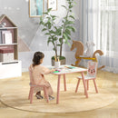 Set Tavolo con 2 Sedie per Bambini in Legno di Pino e MDF Rosa-2