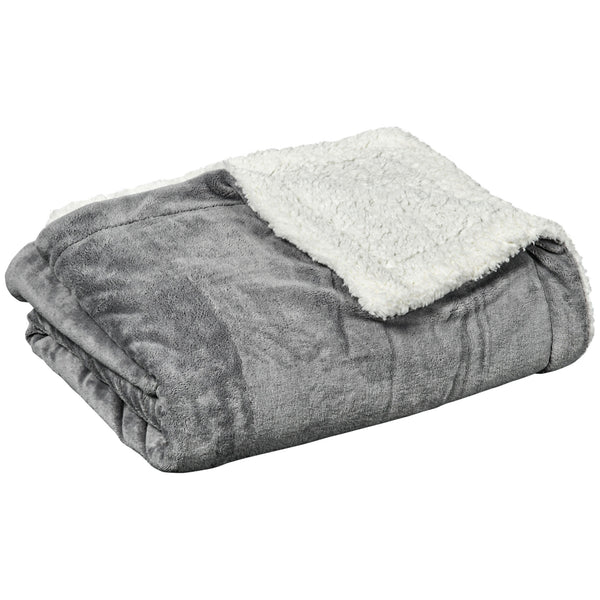 Coperta Plaid Dubleface 203x152x0,5 cm in Flanella 220 GSM e Sherpa 260 GSM Grigio acquista