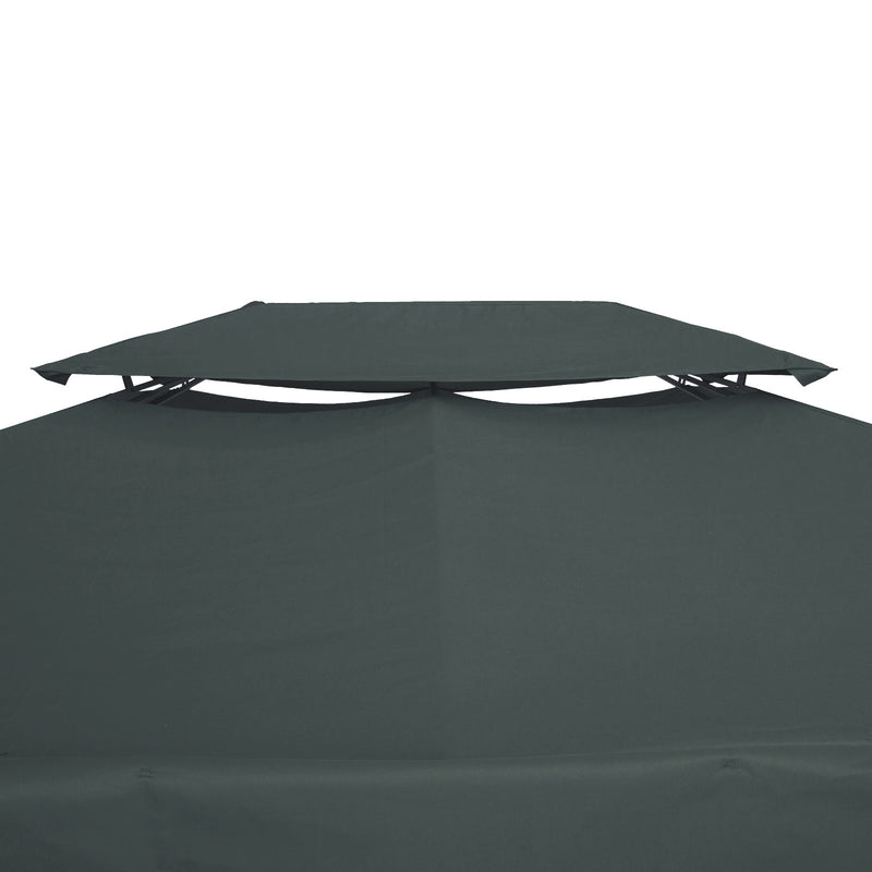 Copertura per Gazebo  a 2 Livelli  con Cinghie e 10 Fori di Drenaggio 4x3m in Poliestere Grigio Antracite-9