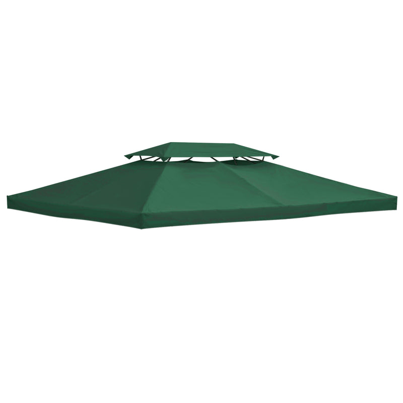 Copertura per Gazebo  a 2 Livelli  con Cinghie e 10 Fori di Drenaggio 4x3m in Poliestere Verde-9