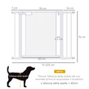 Cancellino per Cani Estensibile a Pressione 75-103 cm con Chiusura Automatica in Acciaio e ABS Bianco-3