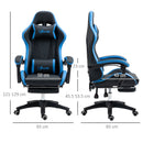 Sedia da Gaming Ergonomica 65x65x121-129 cm in Similpelle Blu e Nero-3