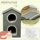 Casetta per Gatti a Due Livelli 42x46x59,5 cm 3 Entrate con Cuscini Verde-7