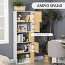 Libreria con Scaffali 5 Ripiani 63x22x166 cm in Legno e Metallo Bianco e Naturale-4