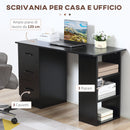 Scrivania Moderna con 3 Cassetti e 3 Ripiani per Camera e Ufficio 120x49x72 cm in Legno Nero-4