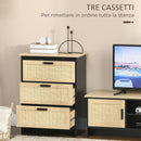 Cassettiera 3 Cassetti 60x40x80 cm in Truciolato e Rattan Nero e Color Legno-4