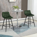 Set 2 Sgabelli da Bar con Schienale e Poggiapiedi 45x47x88 cm in Metallo e Velluto Verde-2