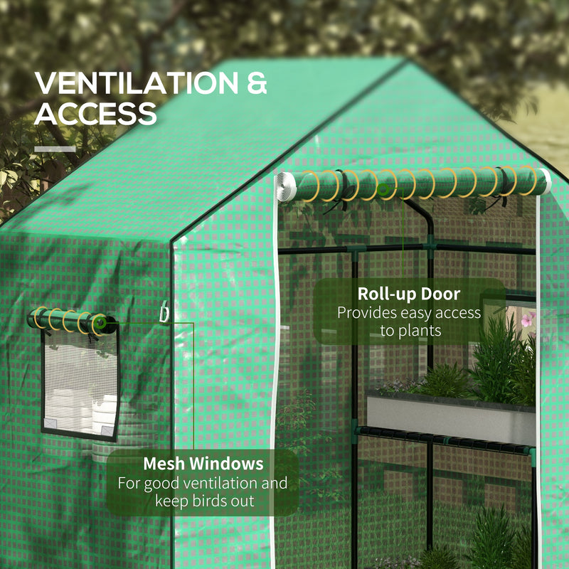 Copertura per Serra da Giardino con Porta a Cerniera e Finestre 140x73x190 cm in PE Verde-6