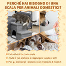 Scaletta per Cani e Gatti 3 Gradini 73,5x33x40,5 cm con Cuccia Grigia-4