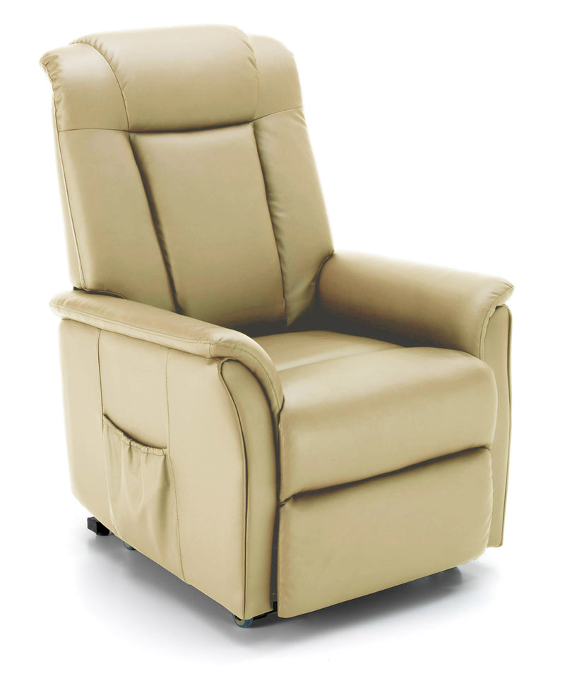 Poltrona Alzapersona Elettrica 2 Motori in Similpelle Beige-3