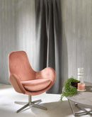 Poltrona Imbottita 72x68x85 cm in Velluto con Base Girevole Rosa Antico-2