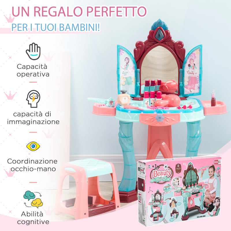 Set Toeletta con Sgabello per Bambini con Luci Musica e Accessori-7