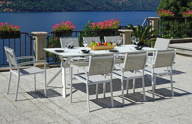 Tavolo Rettangolare da Giardino 220x92cm in Alluminio Vorghini Firenze Bianco-2