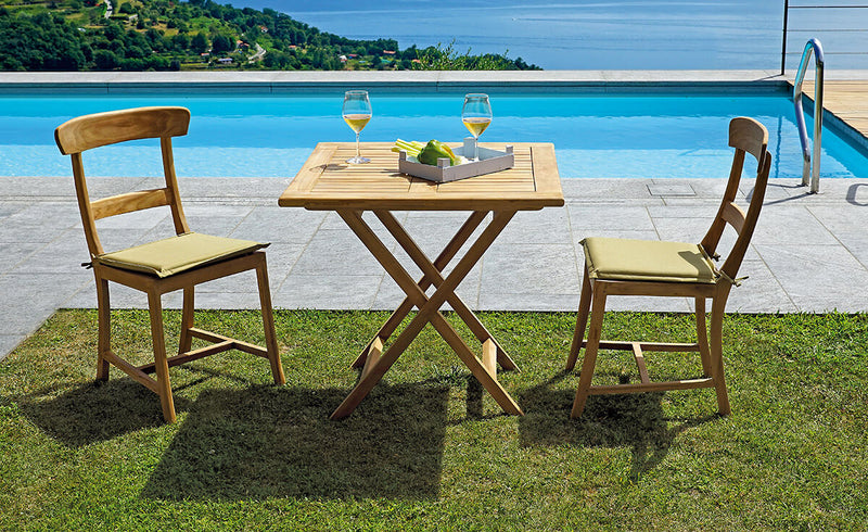 Tavolo Quadrato Pieghevole da Giardino 80x80 cm in Legno Teak Vorghini Vulcano-2