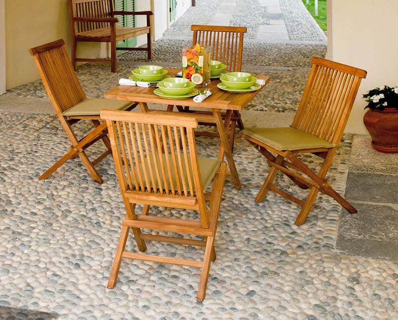 Tavolo Quadrato Pieghevole da Giardino 80x80 cm in Legno Teak Vorghini Vulcano-3