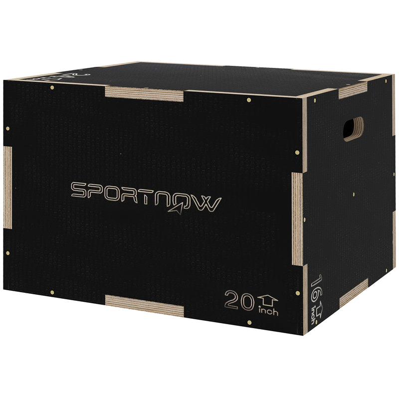 Box Jump Pliometrico a 3 Altezze 61-51-41 cm in Legno Antiscivolo Nero-1